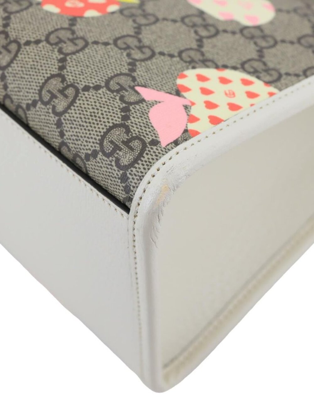 Gucci  Interlocking G Small GG Supreme Les Pommes Canvas Tote Bag Beige 659983 - Picture 7 of 13